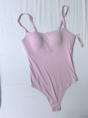 Seamless Bodysuit Padded Push Up Adjustable Straps Snap Closure Light Pink By VS
